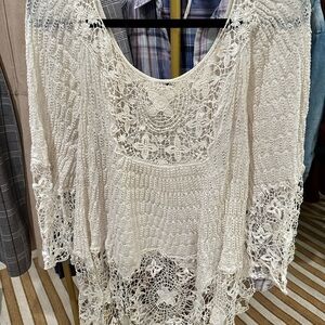 Free People Cream Lace Crochet Top